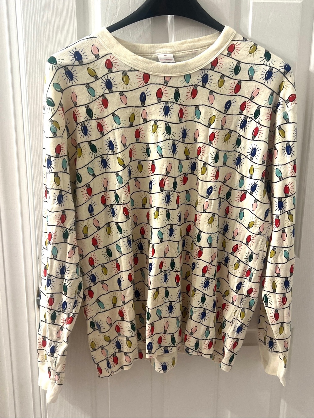 Hanna Andersson Unisex Adult Christmas Light Bulbs Long Sleeve Pajama Top XXL
